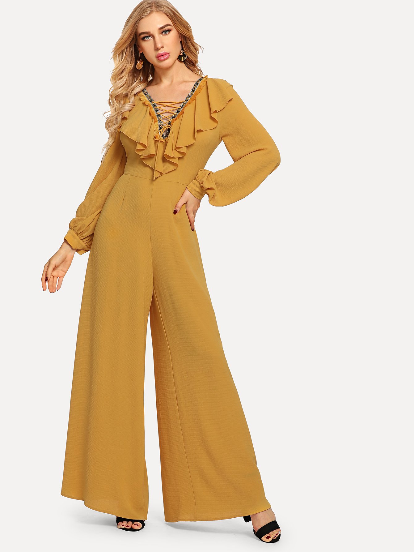 С Фонарный Рукав Широкий Комбинезон Для Ног