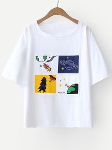 Cartoon Print T-shirt