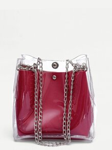Clear Chain Tote Bag With Inner Pouch