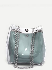 Clear Chain Tote Bag With Inner Pouch