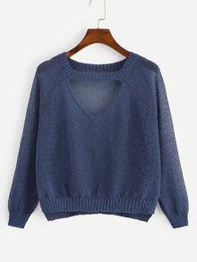 Cut Out Neck Split Side Sweater