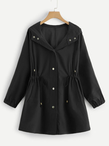 Single Breasted Drawstring Coat