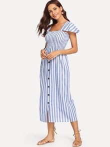 Striped Single Breasted Dress