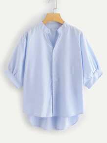 Striped Dip Hem Blouse