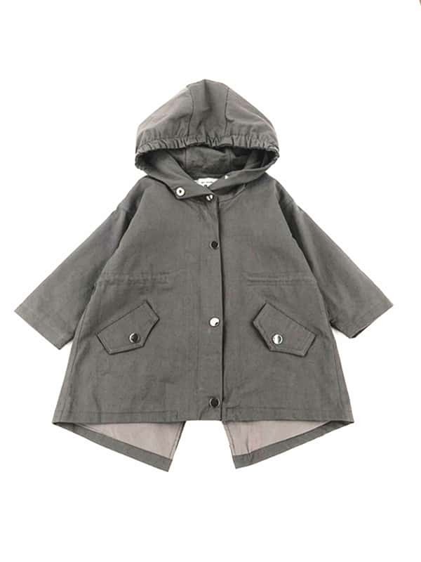 Boys Single Breasted Drawstring Waist Slit Coat