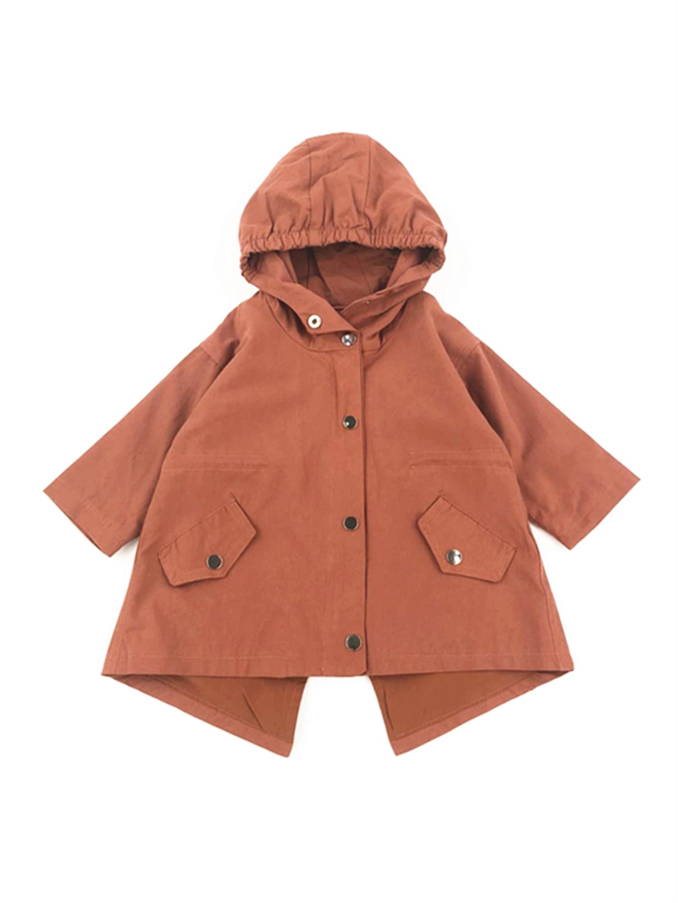 Boys Single Breasted Drawstring Waist Slit Coat