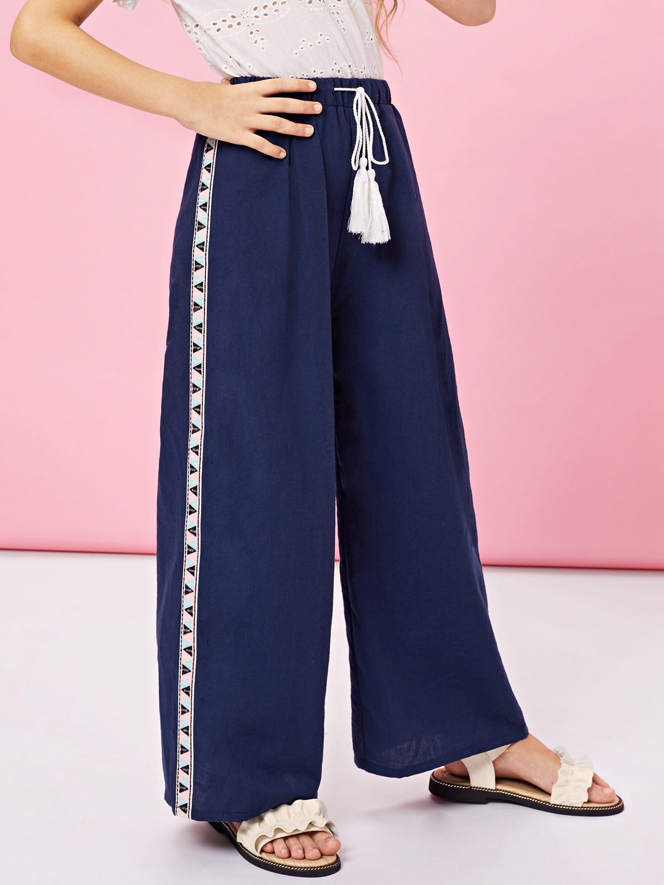 Девушки Drawstring с Tassel Detail Широкие брюки