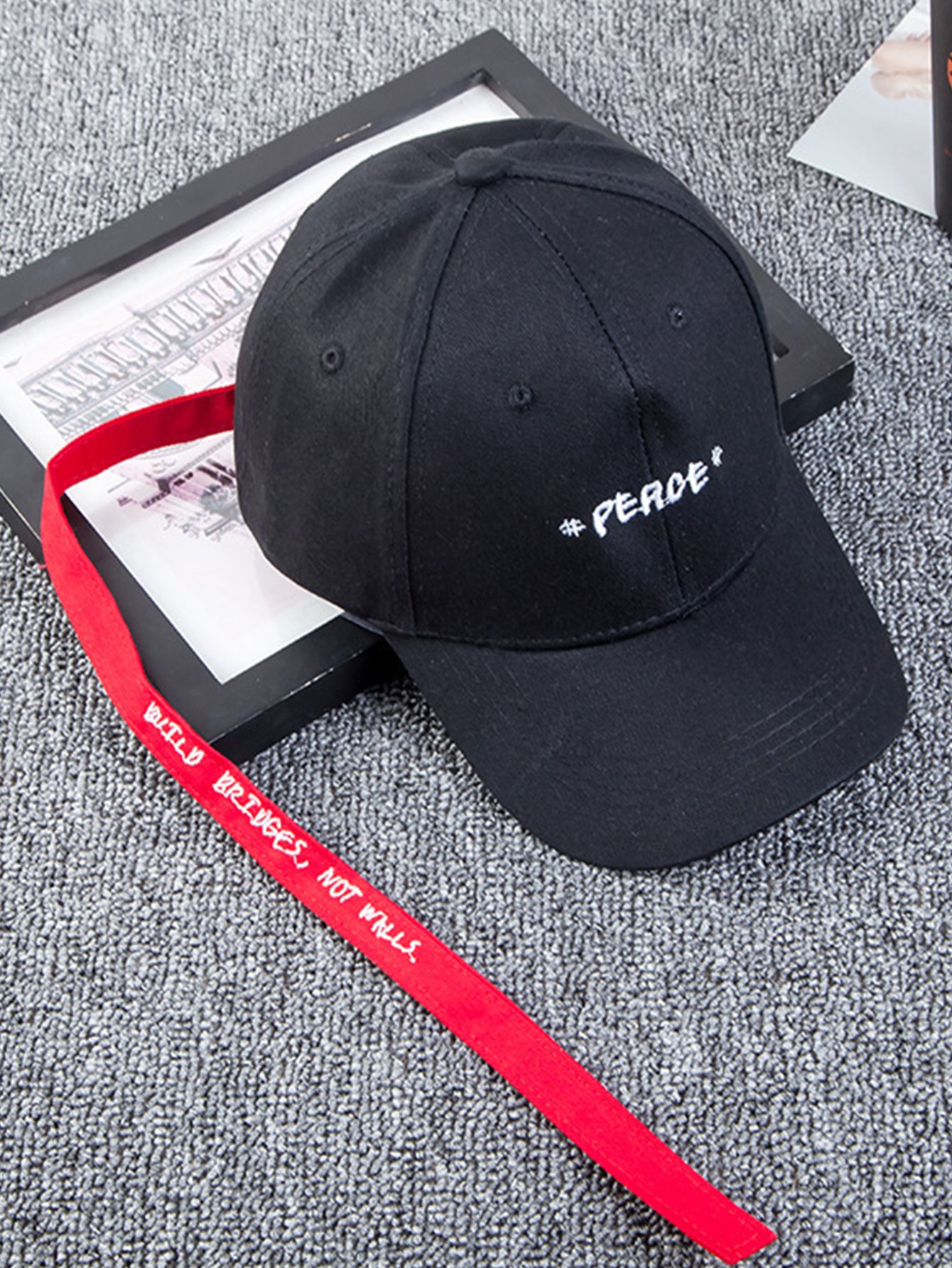 Men Long Strap Embroidered Letter Baseball Cap
