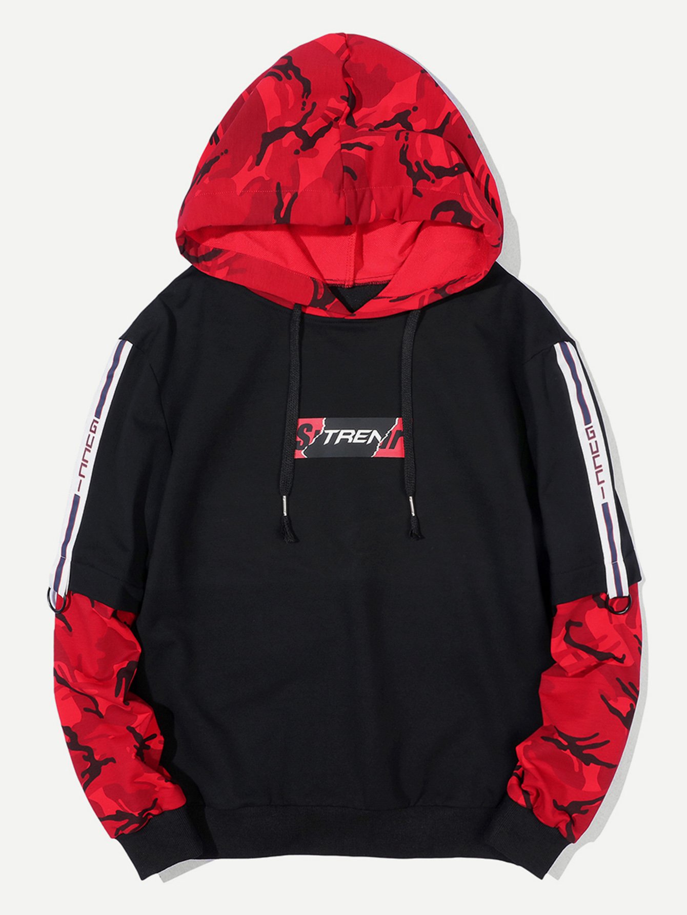 Men 2 In 1 Cut And Sew Panel Hooded Sweatshirt