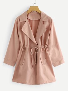 Drawstring Waist Pocket Outwear