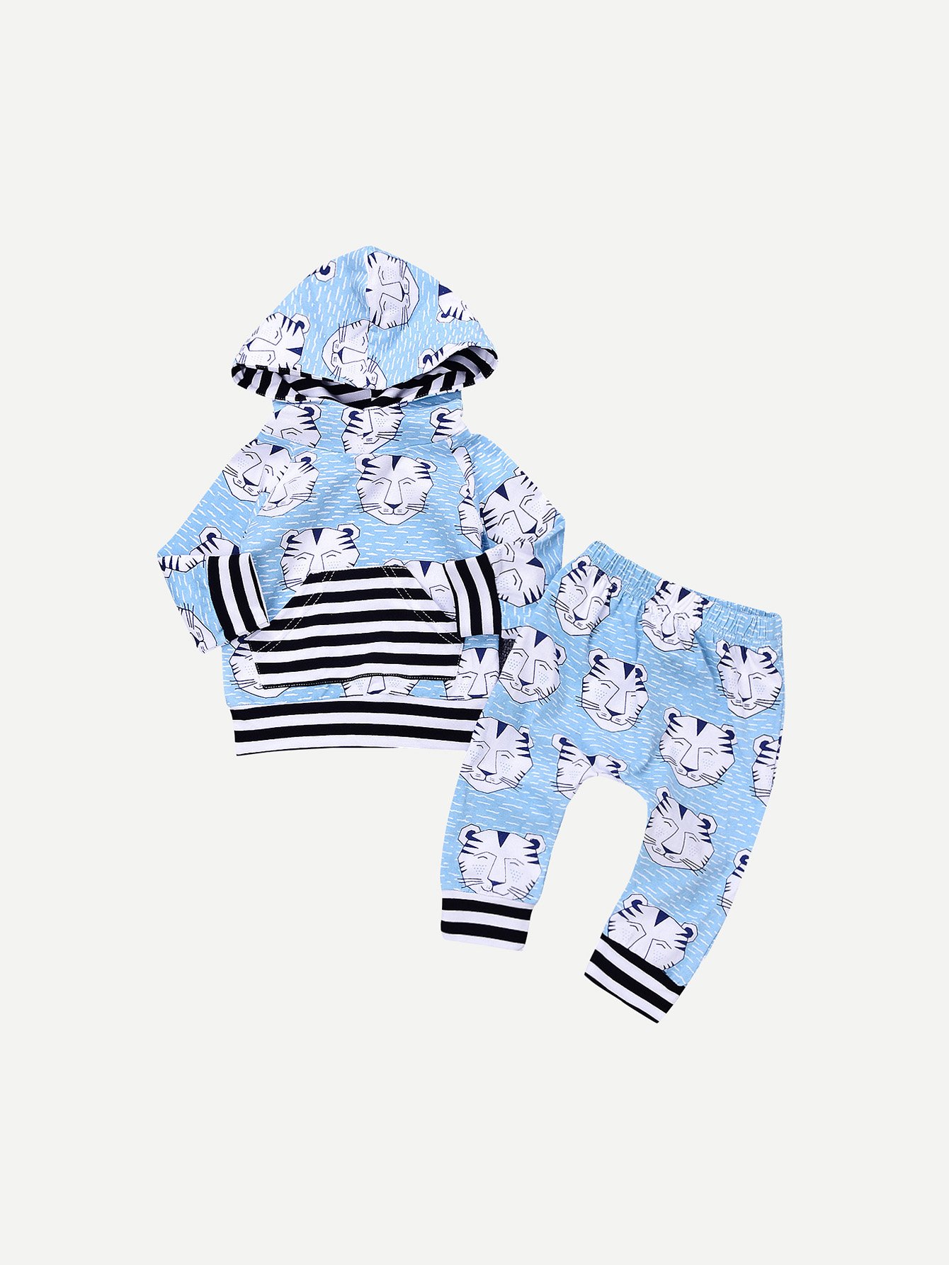 Boys Cartoon Print Hooded Sweatshirt With Pants