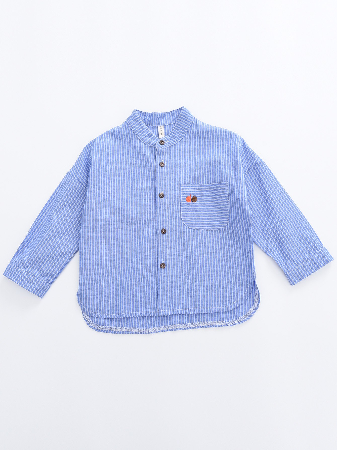 Boys Embroidery Detail Asymmetric Hem Striped Shirt