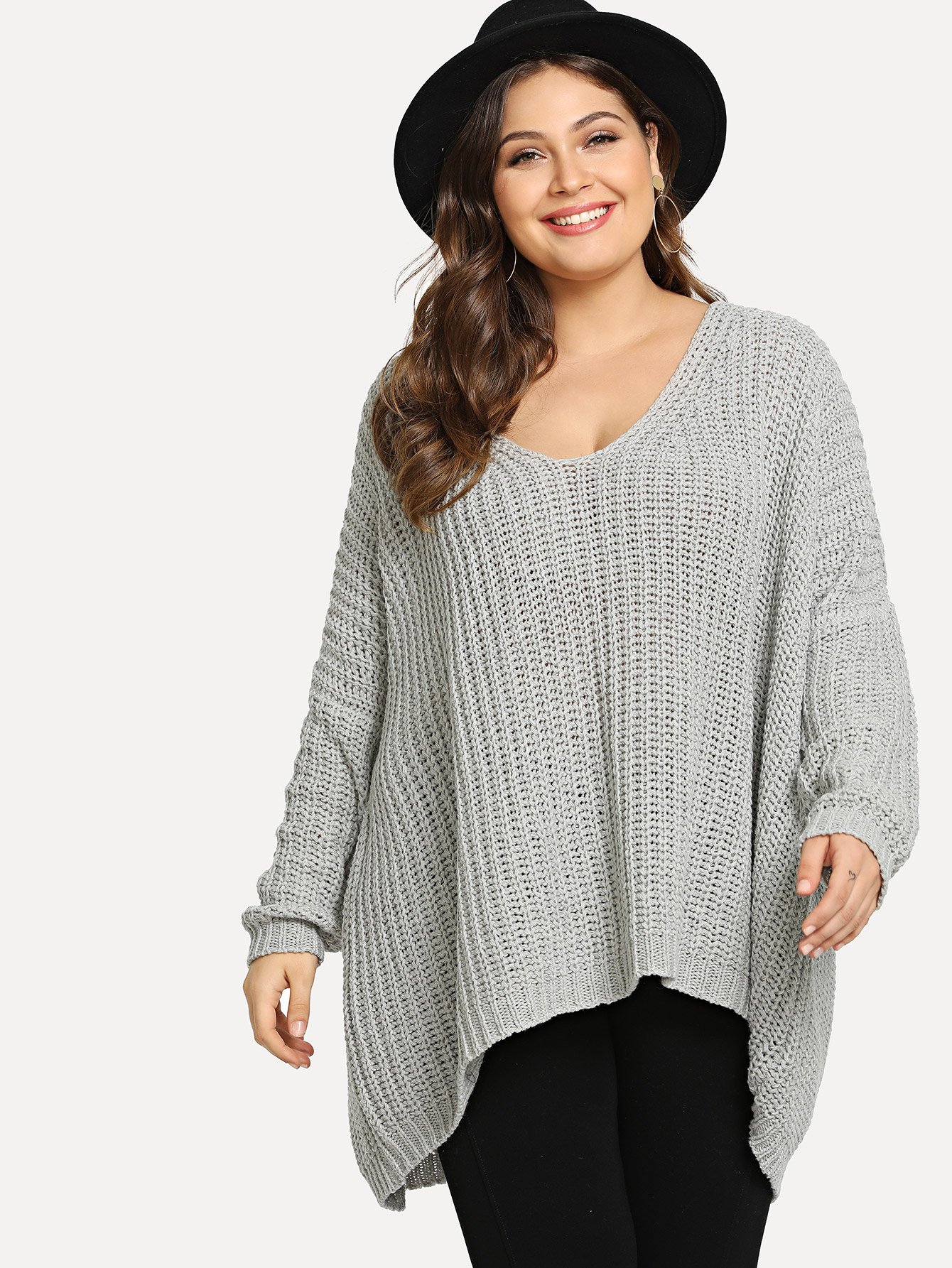 Плюс размеры свитер с падениями плеча