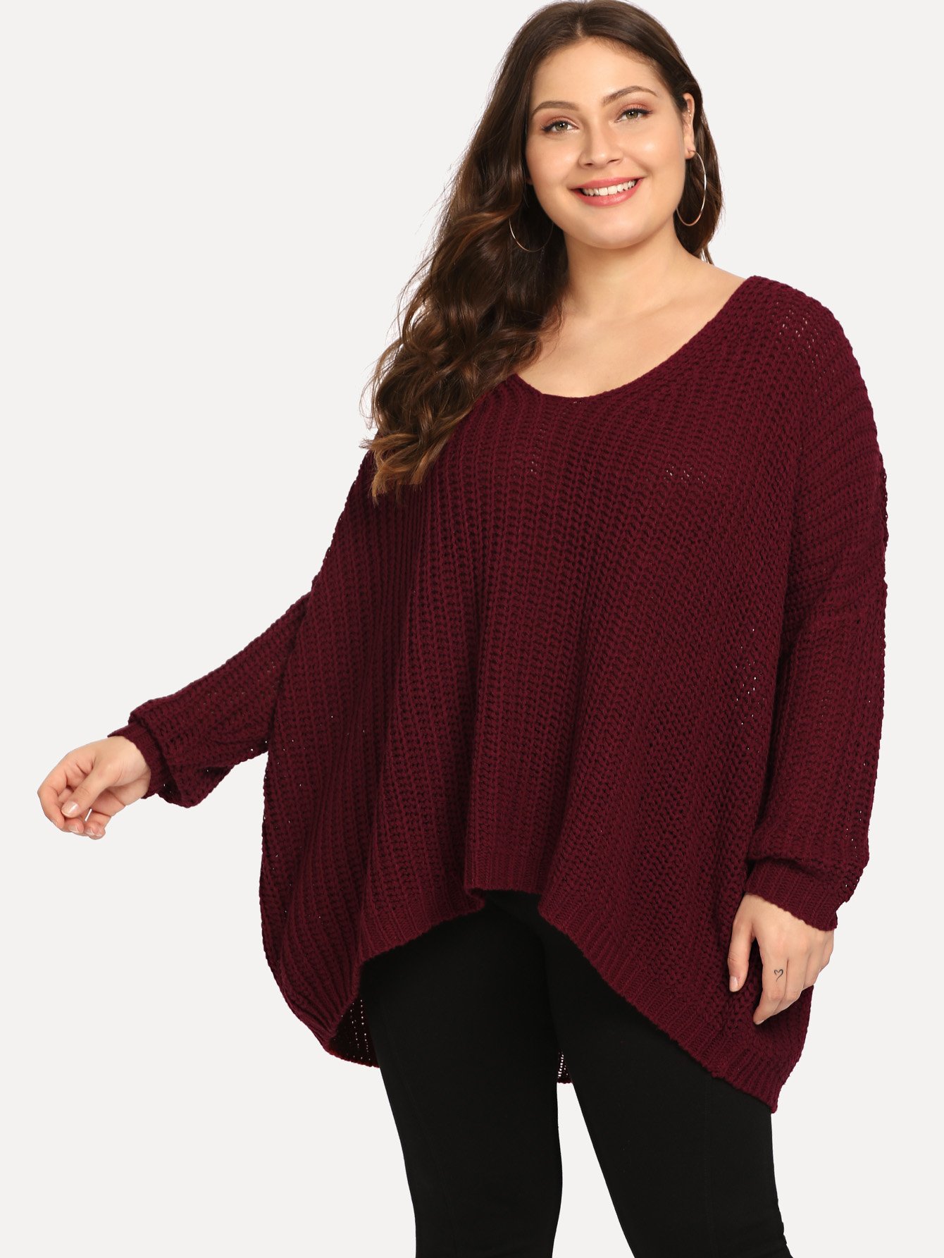 Плюс размеры свитер с падениями плеча