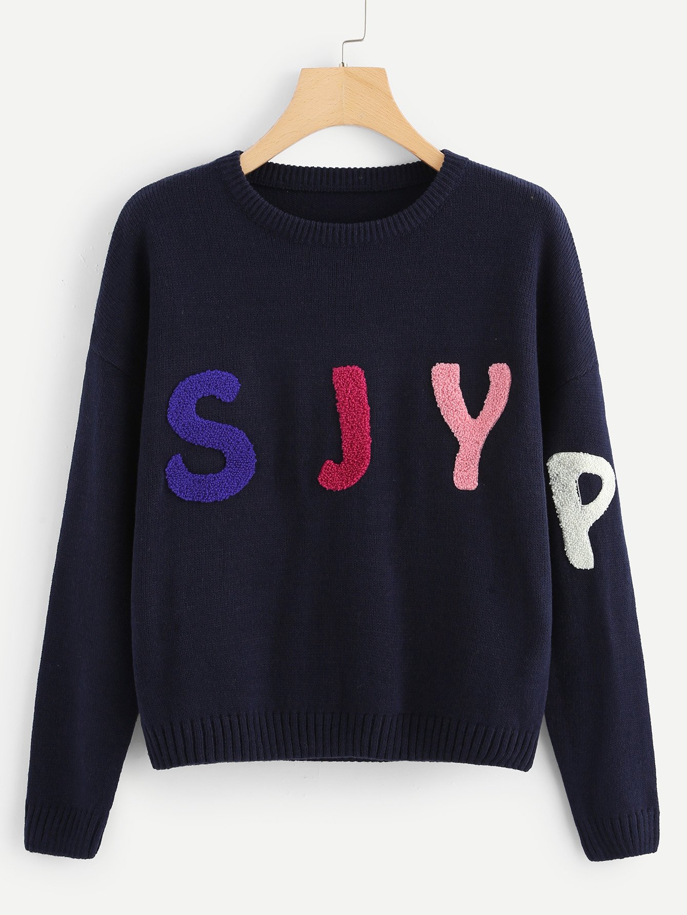 Свитер с круглым воротником и с падениями плеча