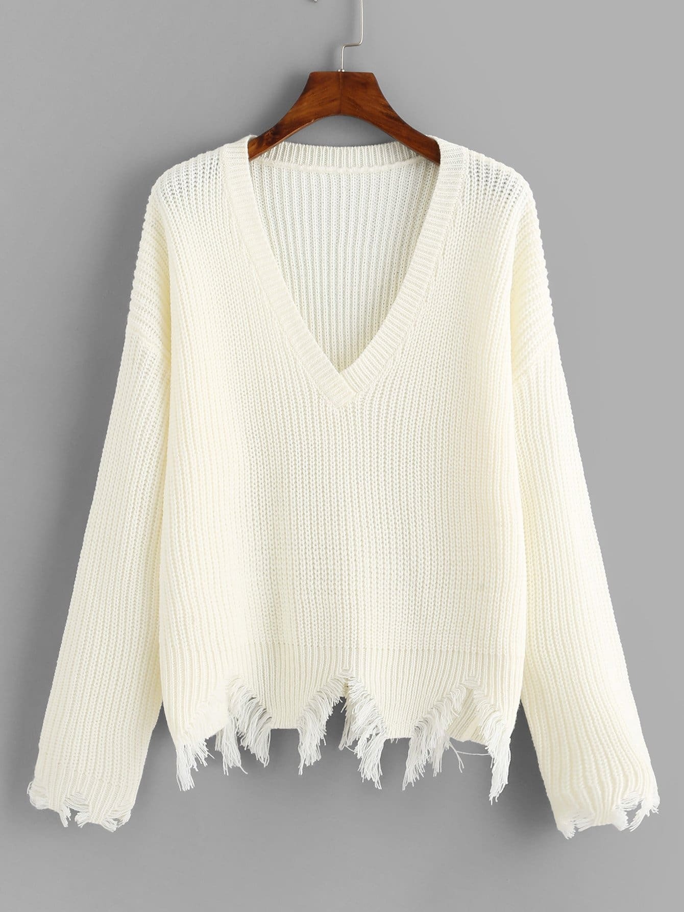 Свитер с бахромой и с падениями плеча