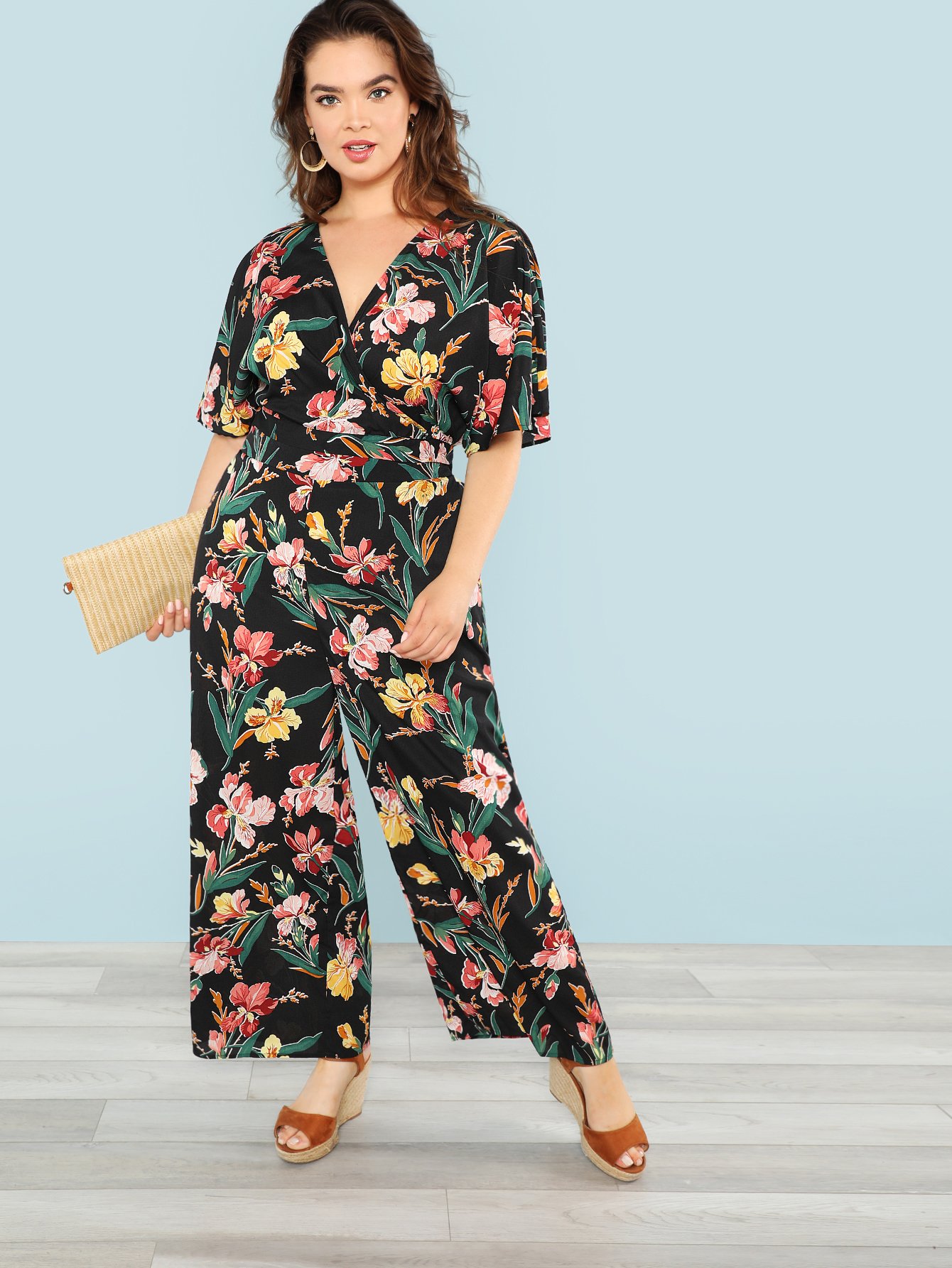 Allover Botanical Print Crop Top и широкие штаны для ног