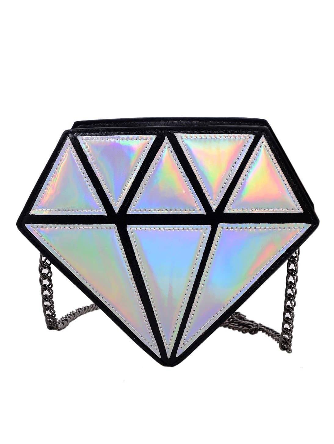 Metallic Silver Diamond Chain Bag