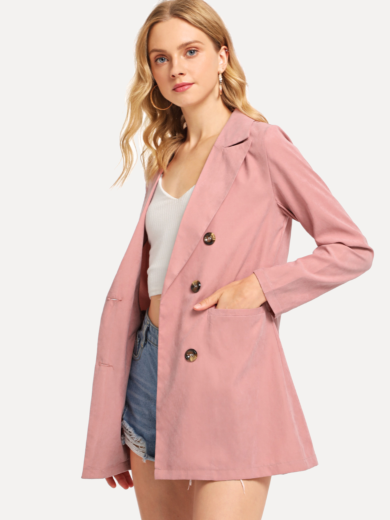 Двубортный простой жакет