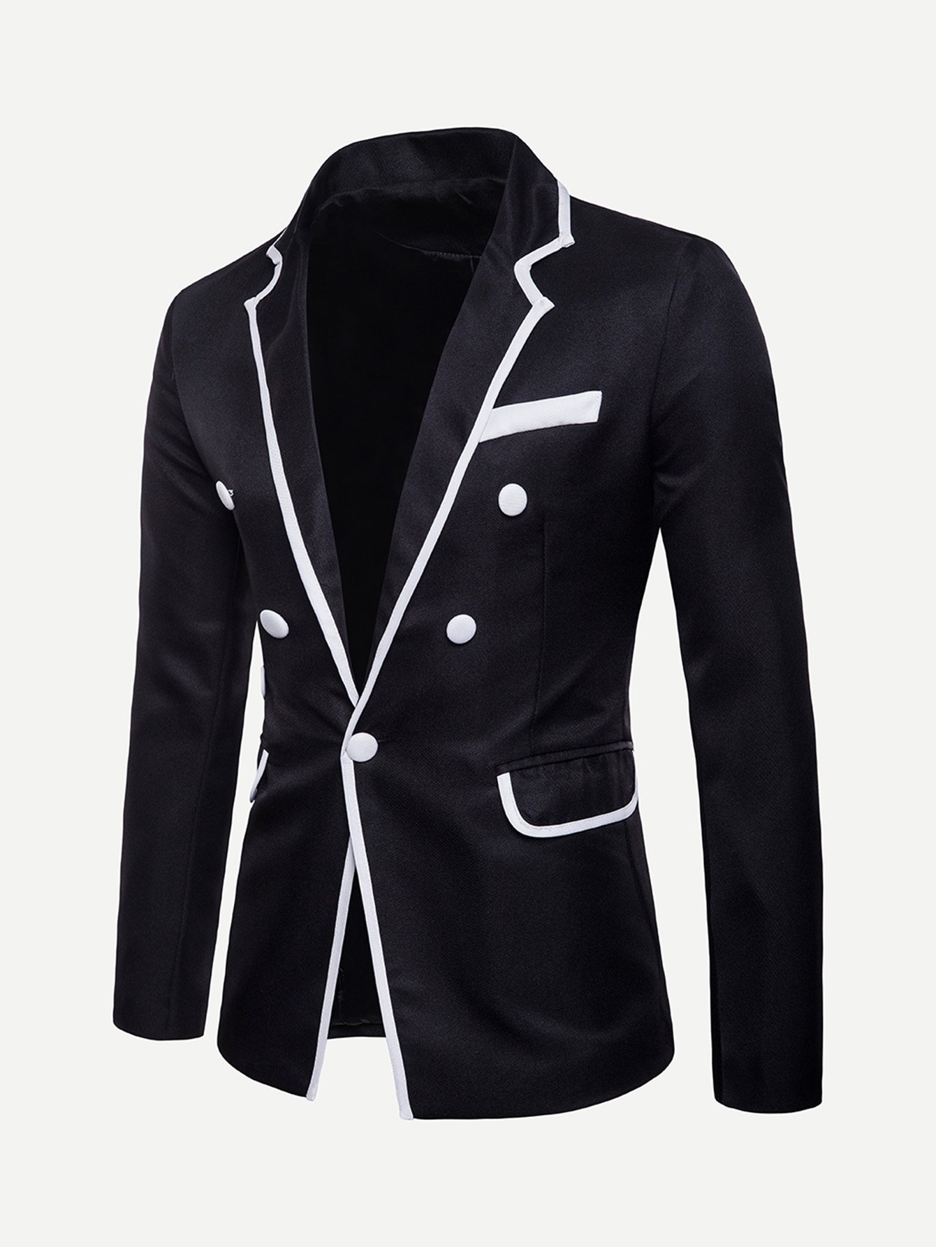 Однобортный жакет со симметрическими оторочками для мужчины
