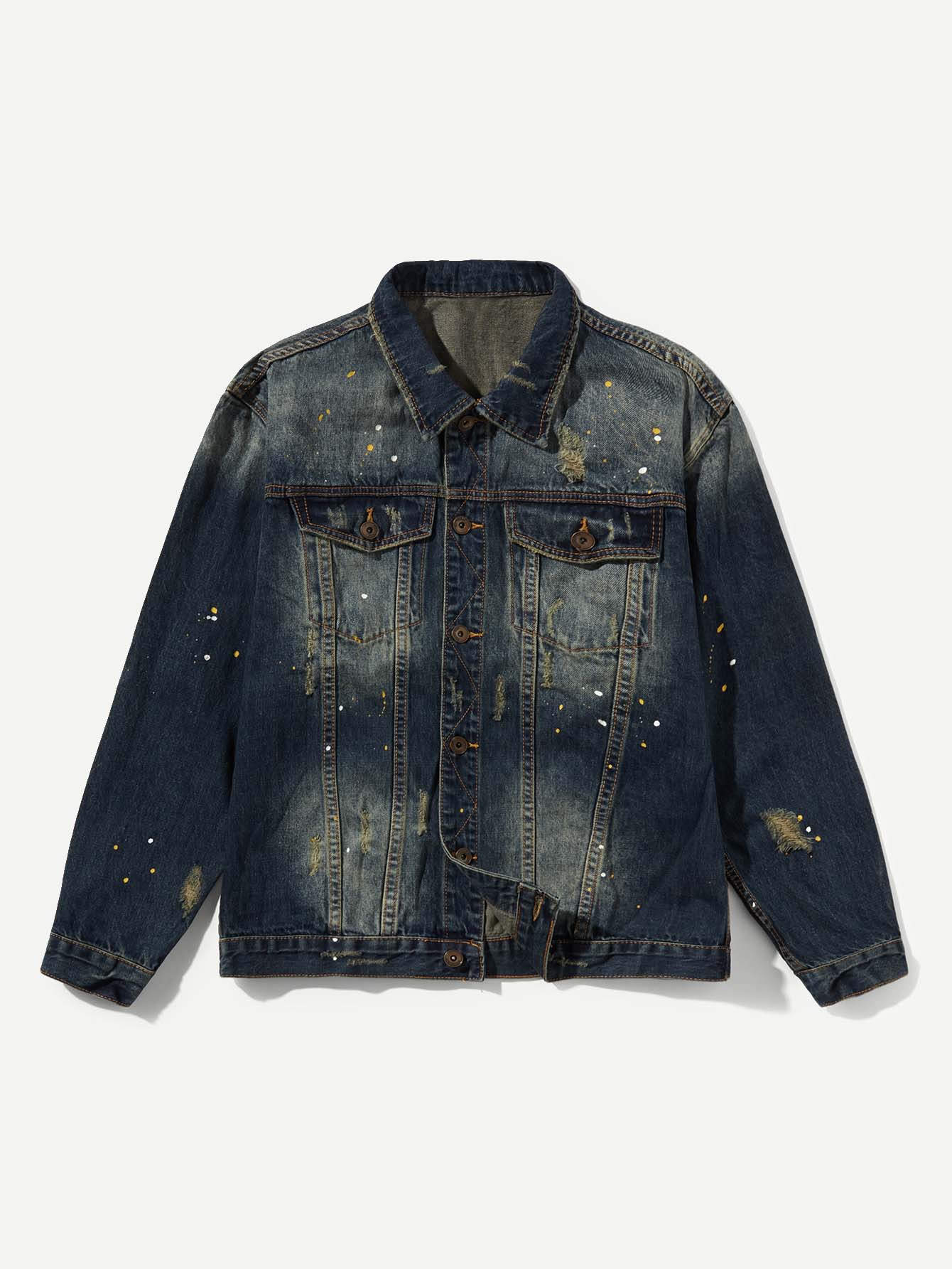 цена Men Paint Splatter Denim Jacket