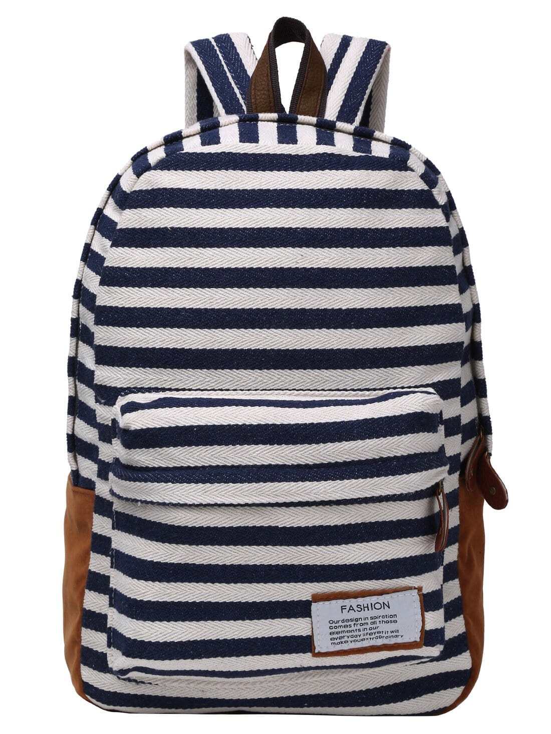 Striped Canvas Backpack