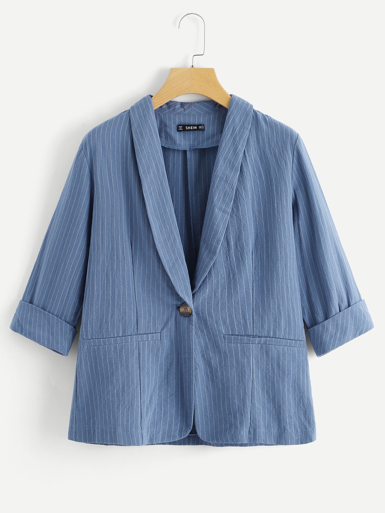 Тонкий-полосатый жакет с шалевым воротником