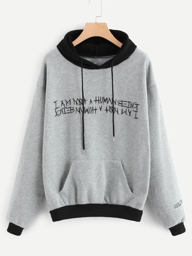 Drawstring Letter Print Letter Hoodie Print Drawstring Hoodie XHX4xPC
