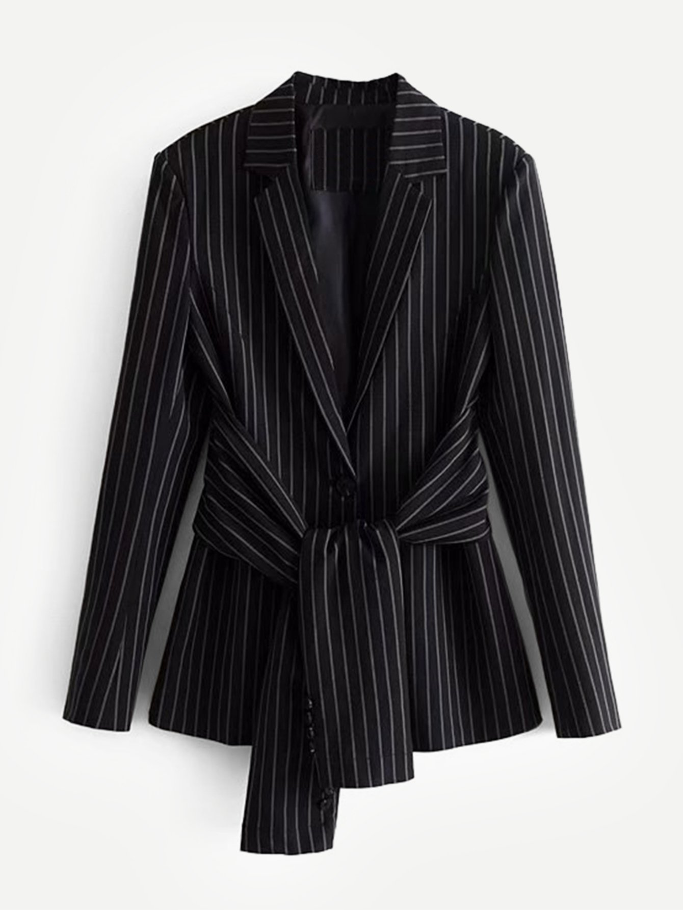 Тонкий-полосатый жакет с бантом