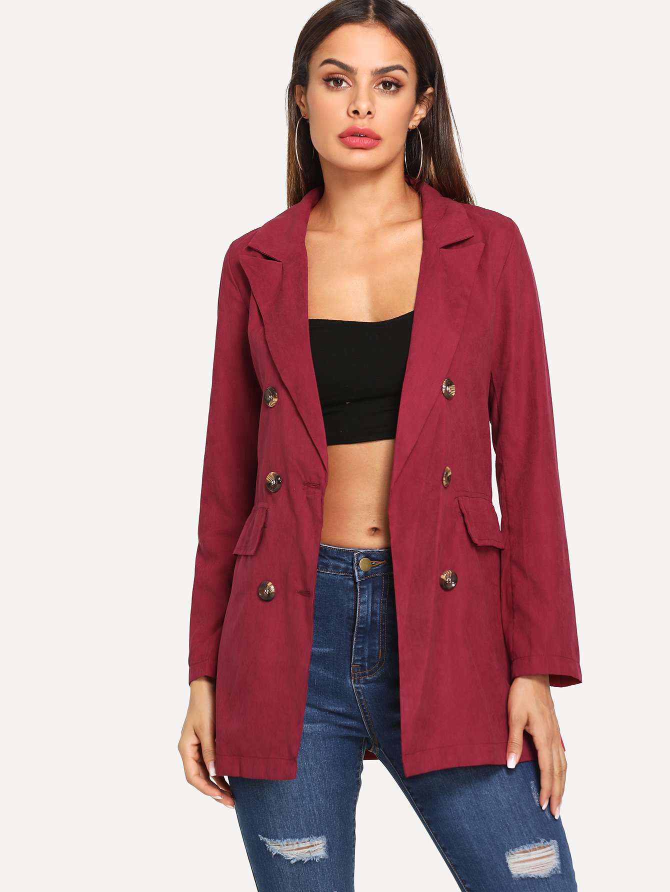 Двубортный простой жакет