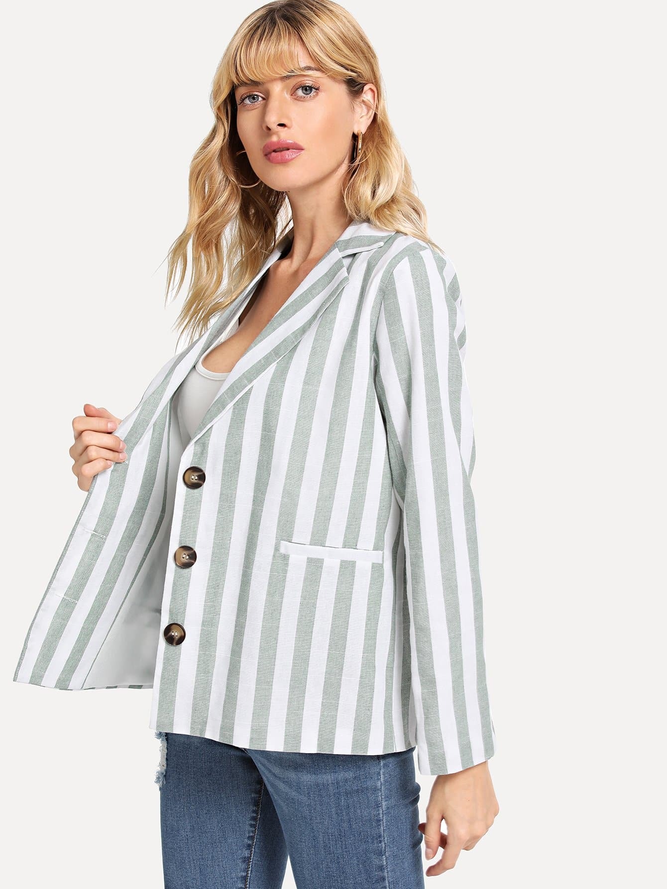 Однобортный полосатый жакет