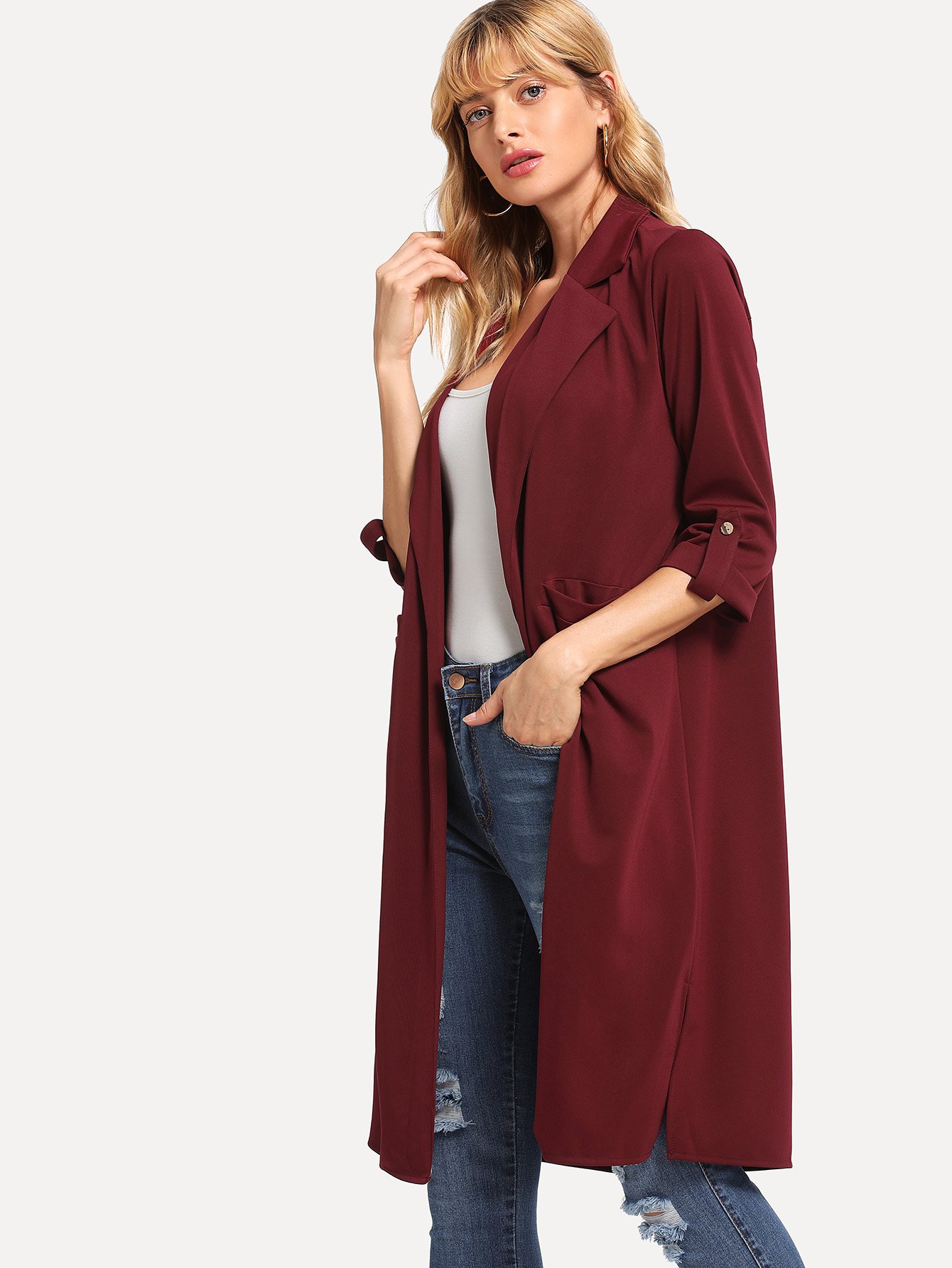 Ромпер в цветочек с пуговицами Пальто SheIn