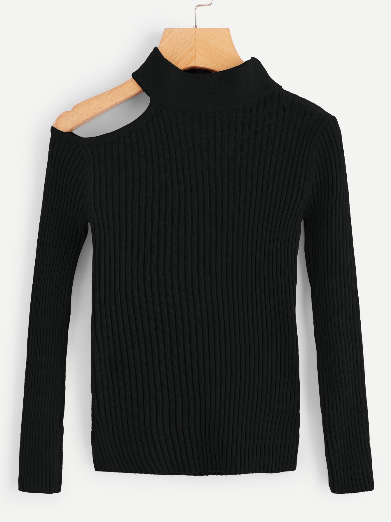 Ребристый свитер с асимметричным плечом