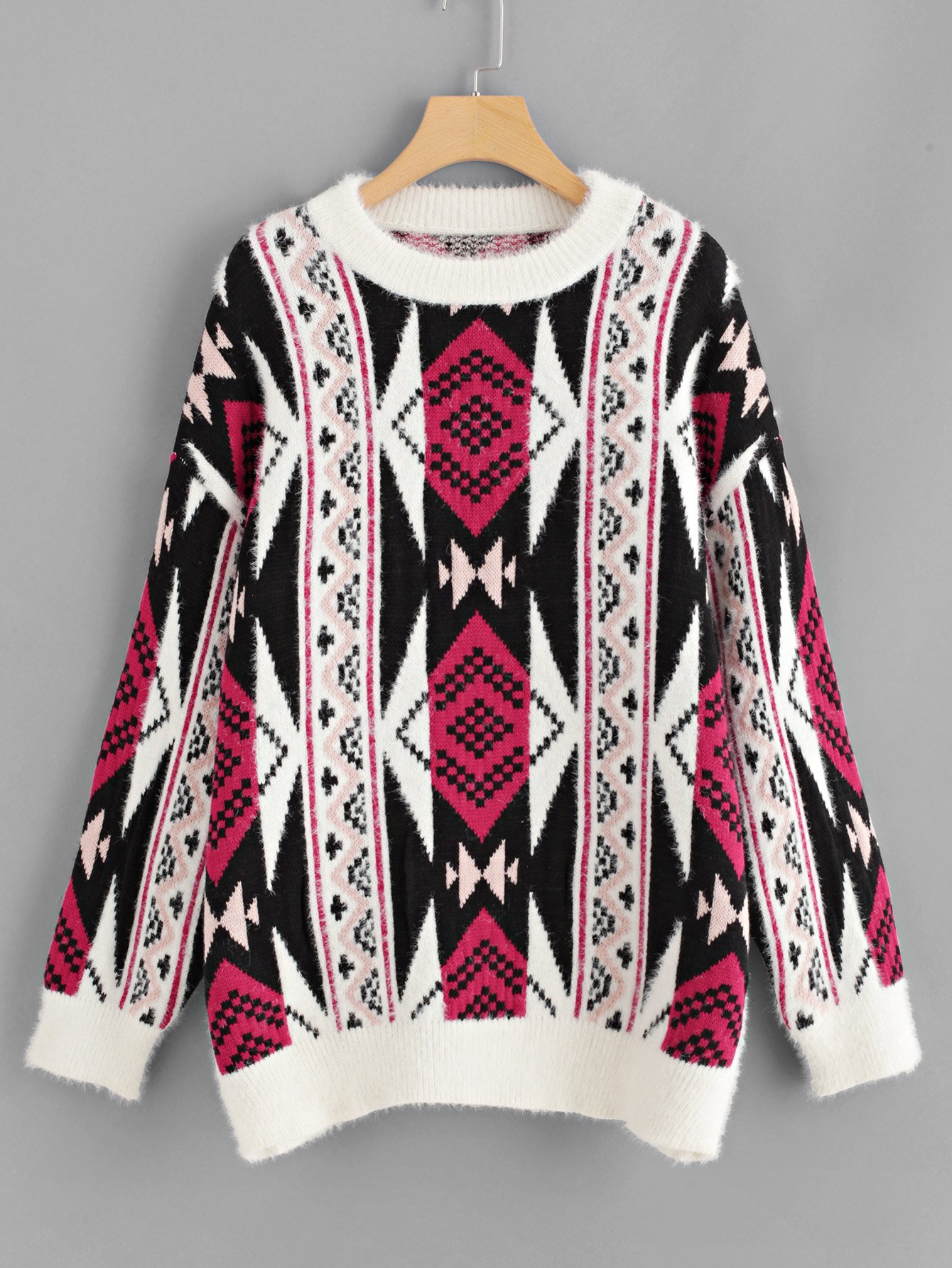 Свитер с заниженной линией плеч с геометрической печатью