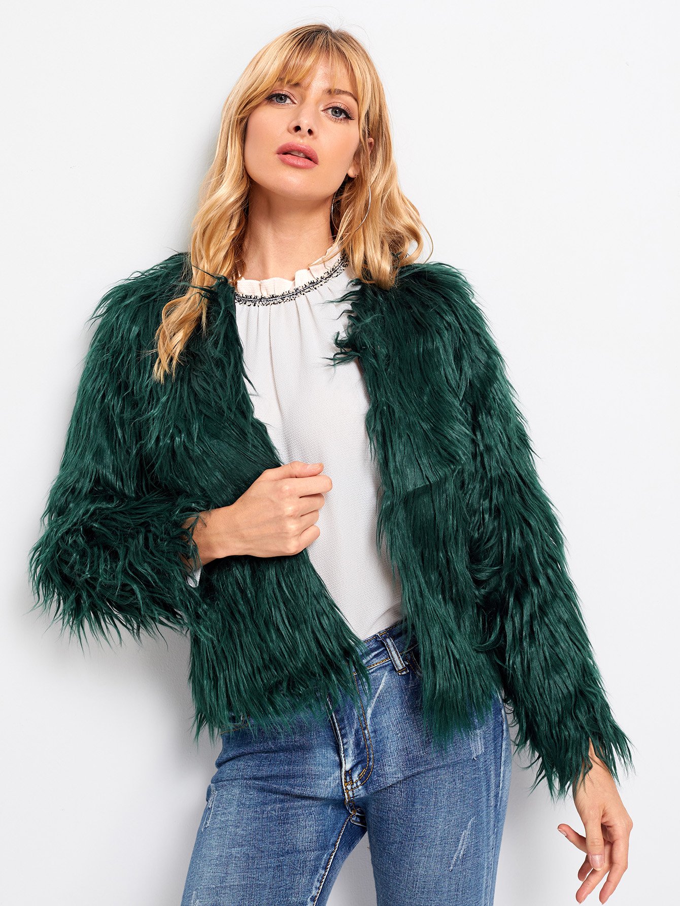 Ромпер с запахом и принтом пальм Пальто SheIn