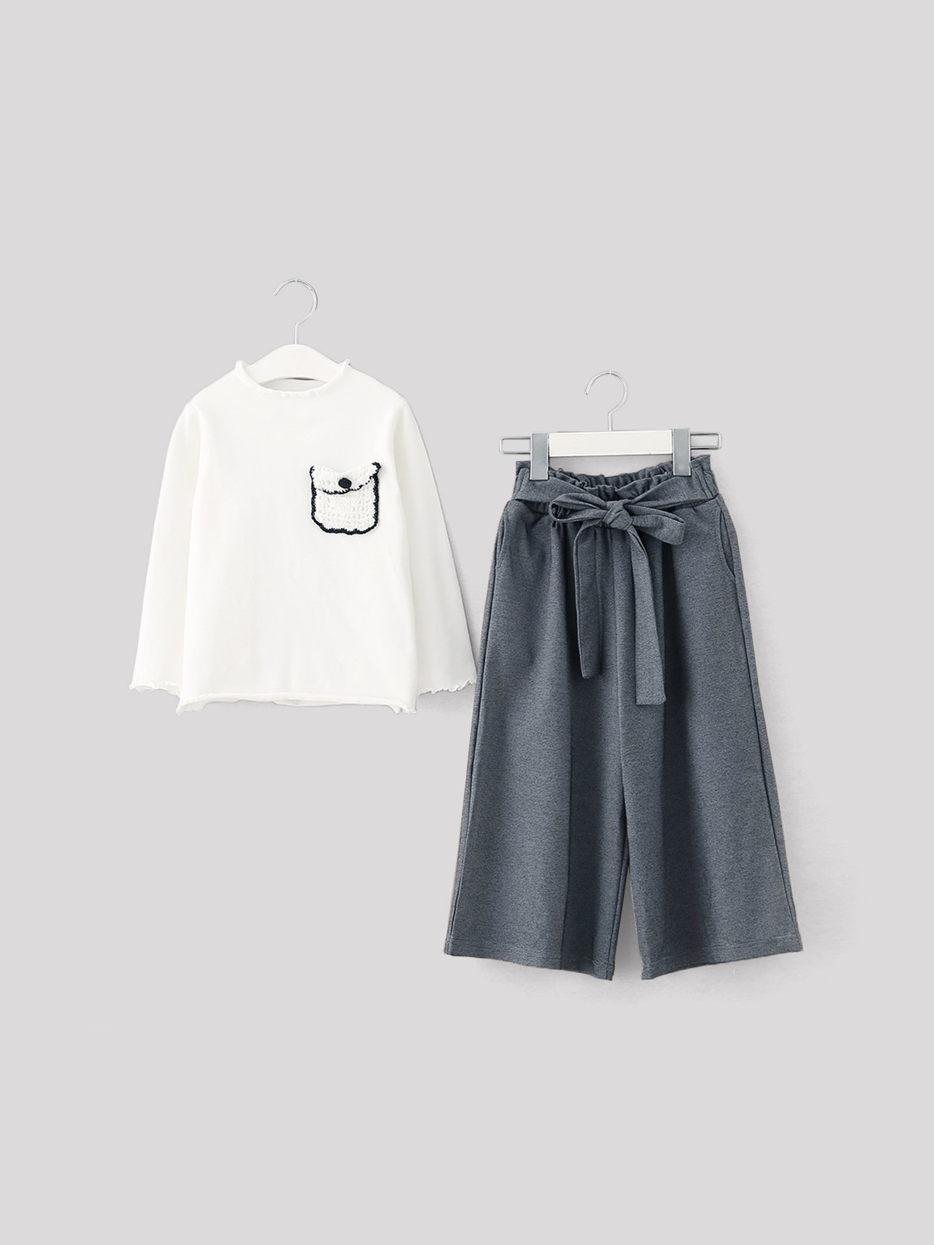 Girls Pocket Detail Top With Knot Front Pants