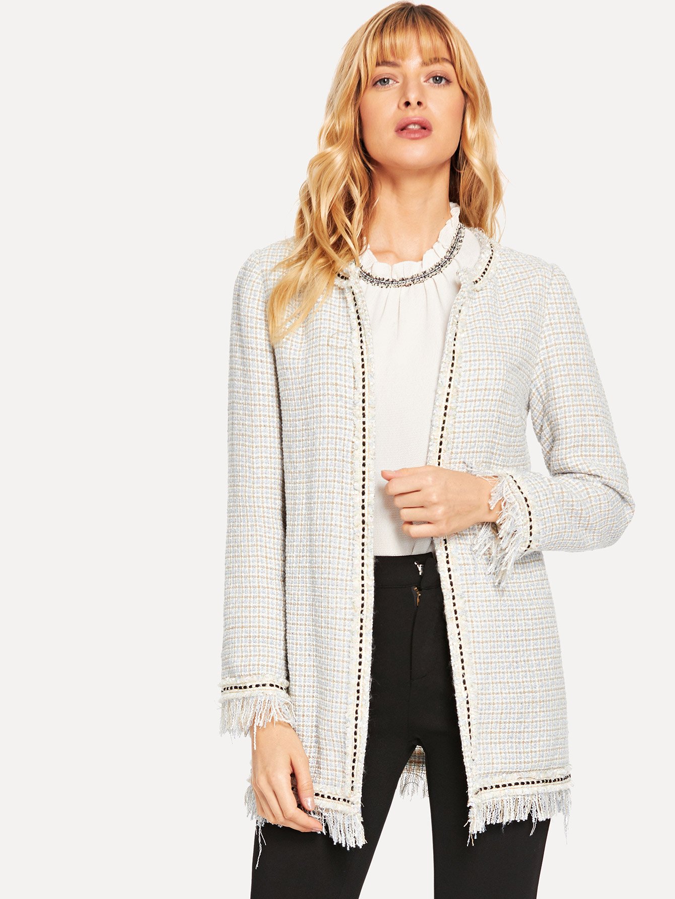 Комбинезон скинни с открытой спиной Пальто SheIn