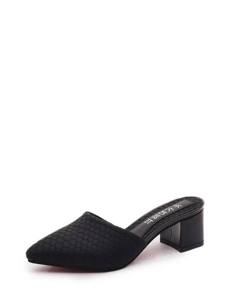 Snake Embossed Chunky Heeled Mules