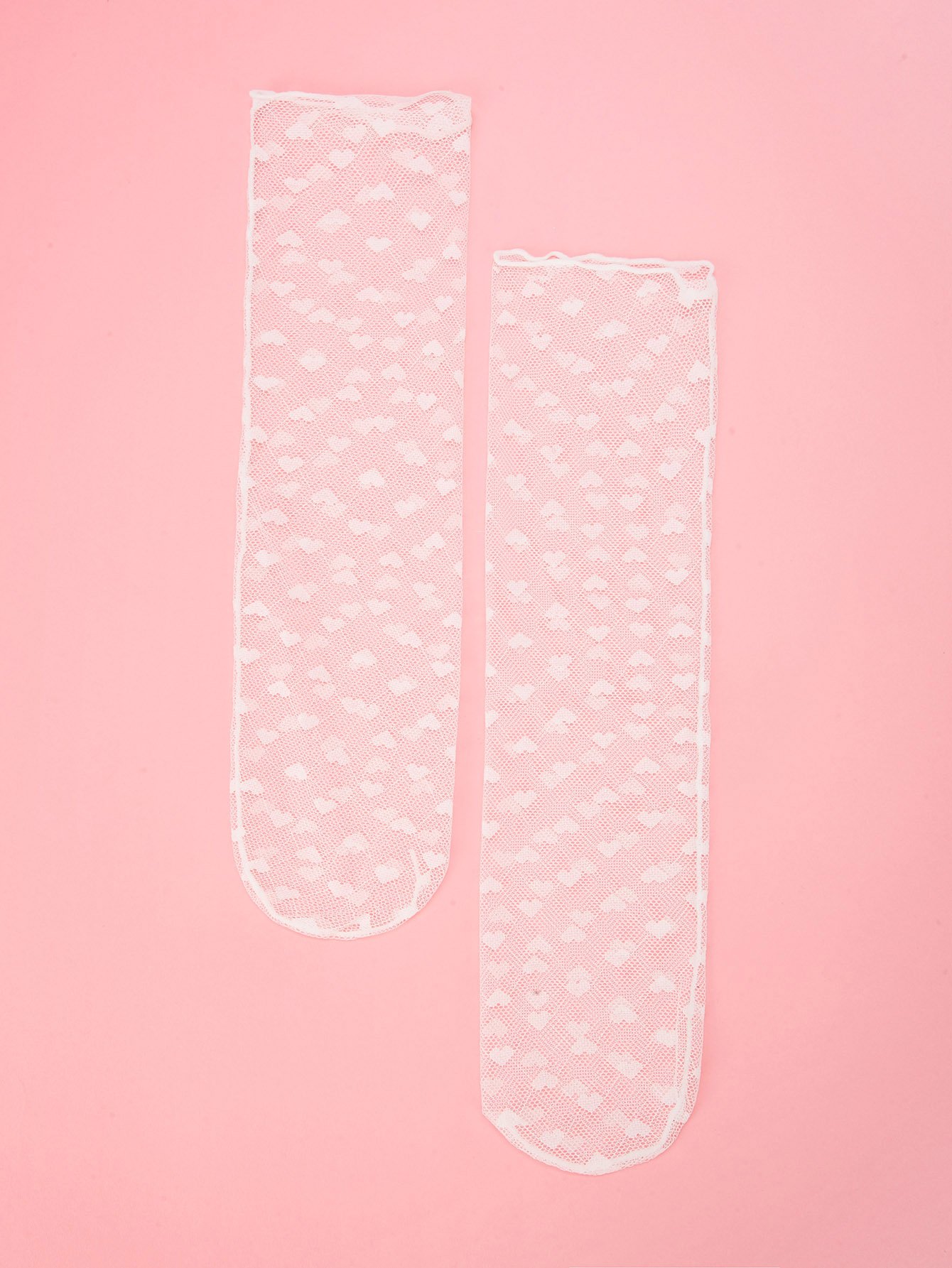 Girls Heart Pattern Lace Socks