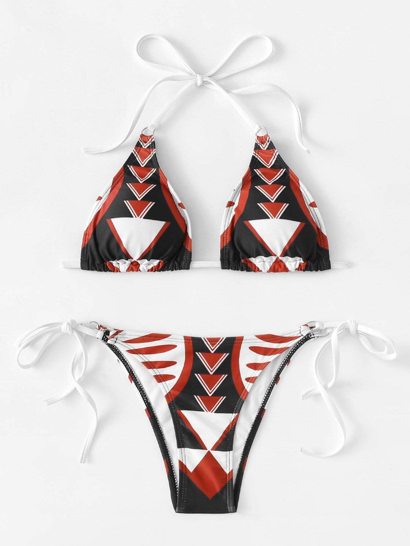 Geometric Tie Side Bikini Set
