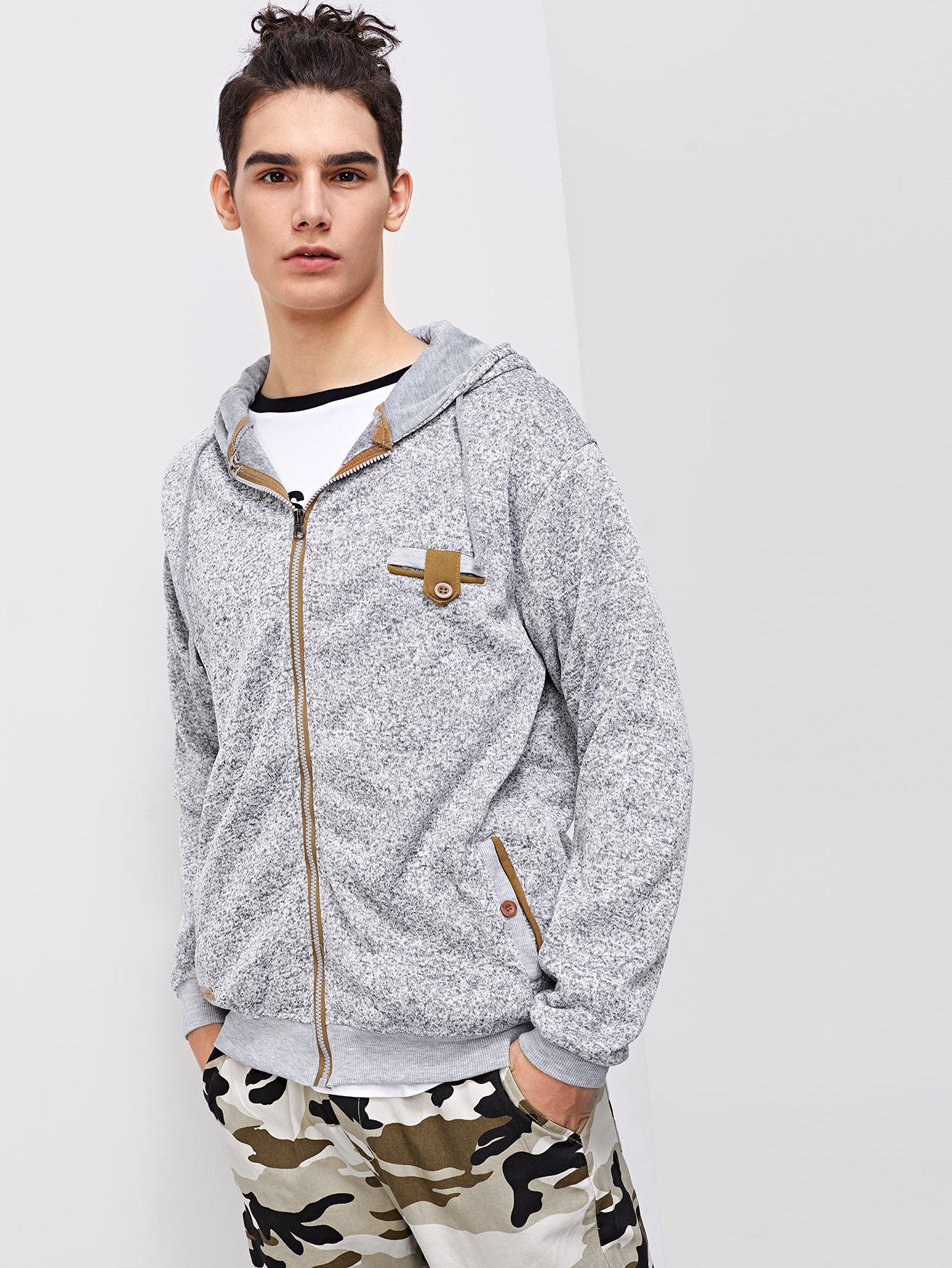 Men Zip Up Hooded Sweatshirt
