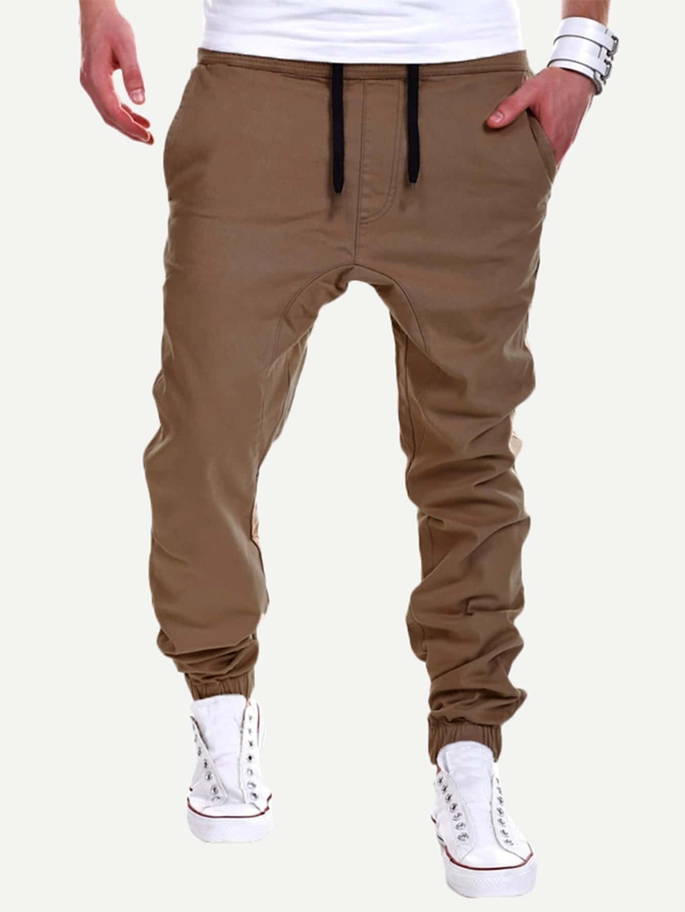 Men Solid Drawstring Pants