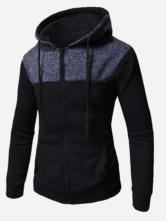 Men Cut And Sew Hooded Sweatshirt