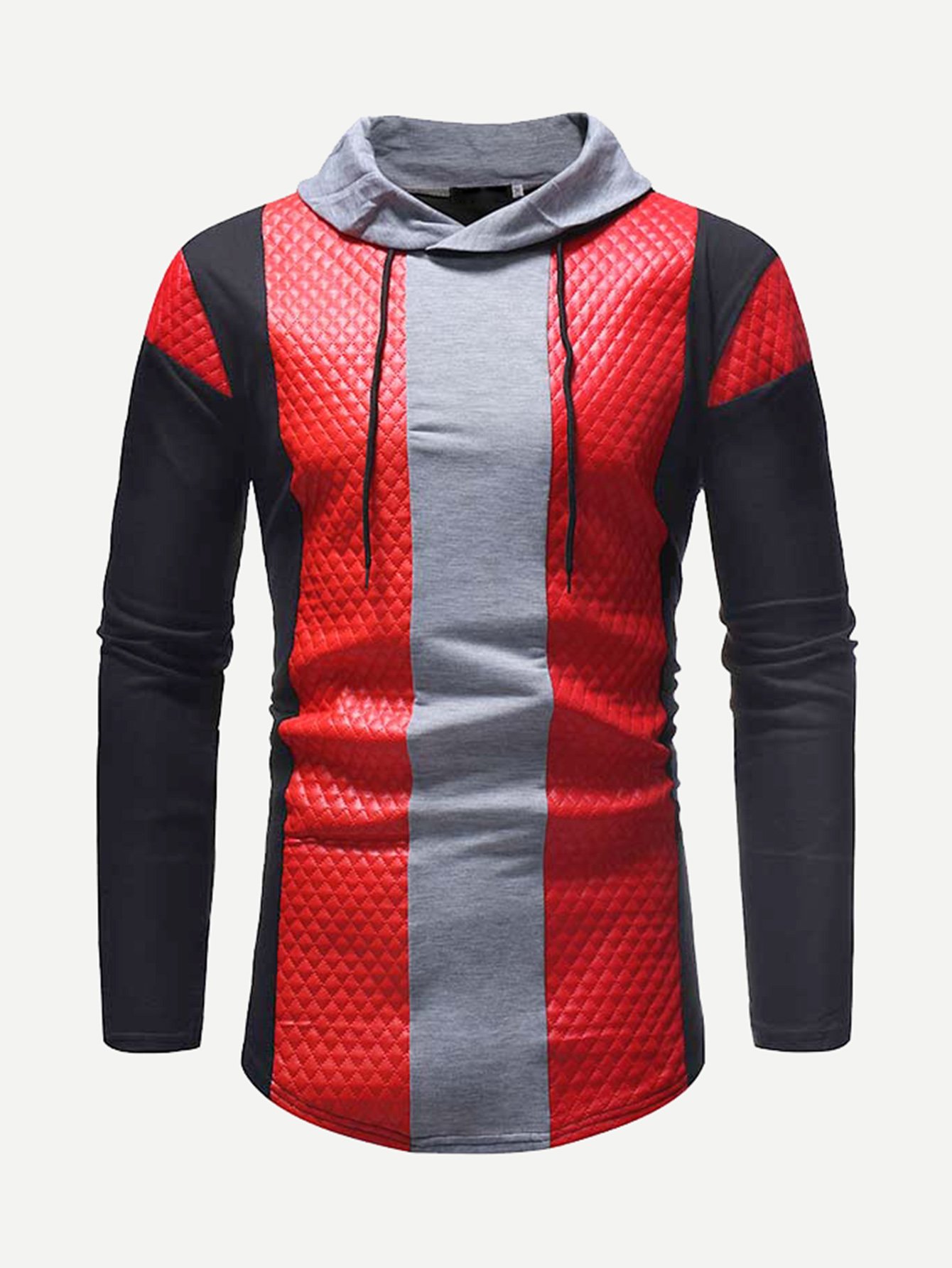 Men Contrast PU Color Block Tee