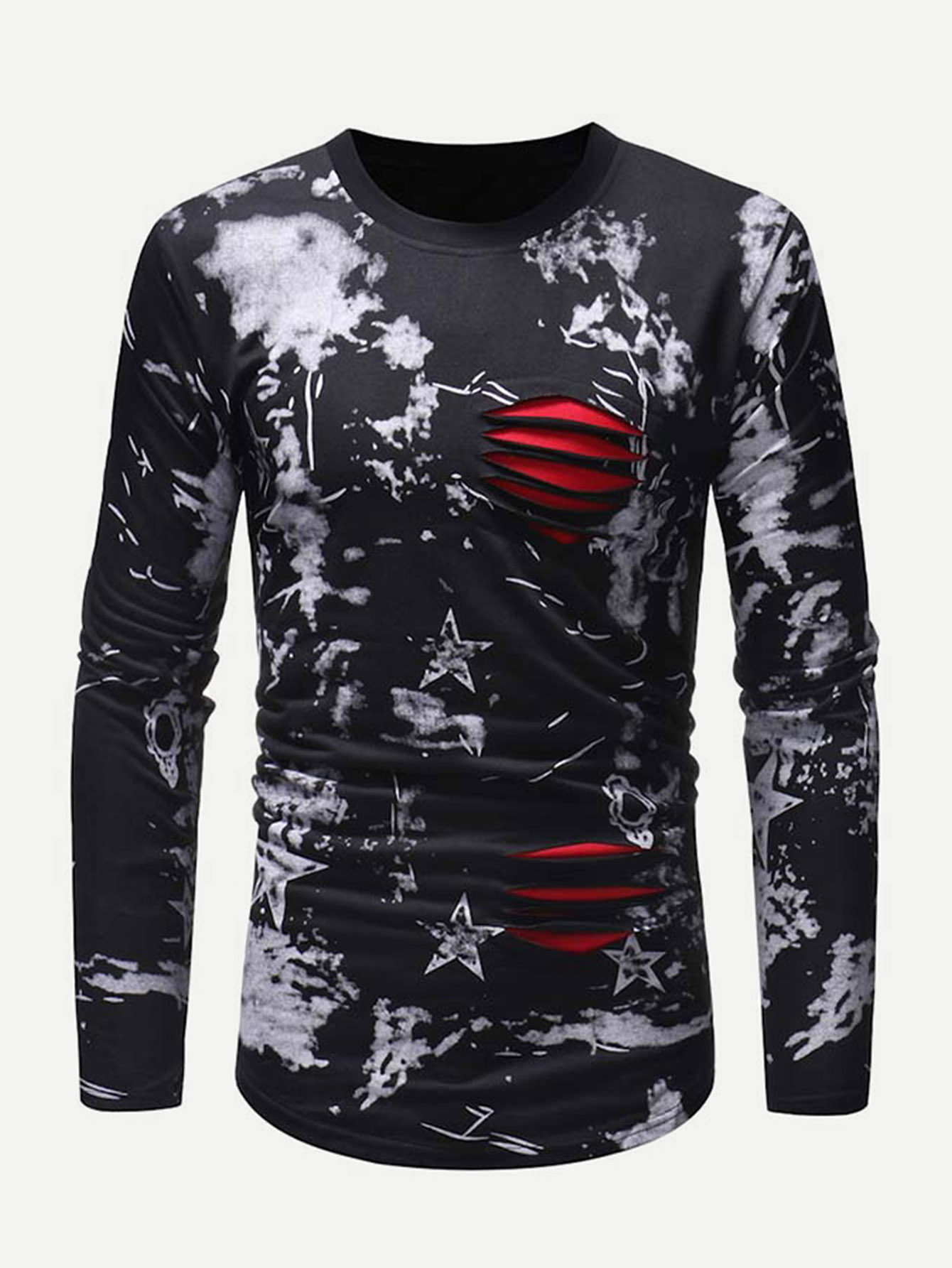 Men Tie Dye Cut-Out Tee