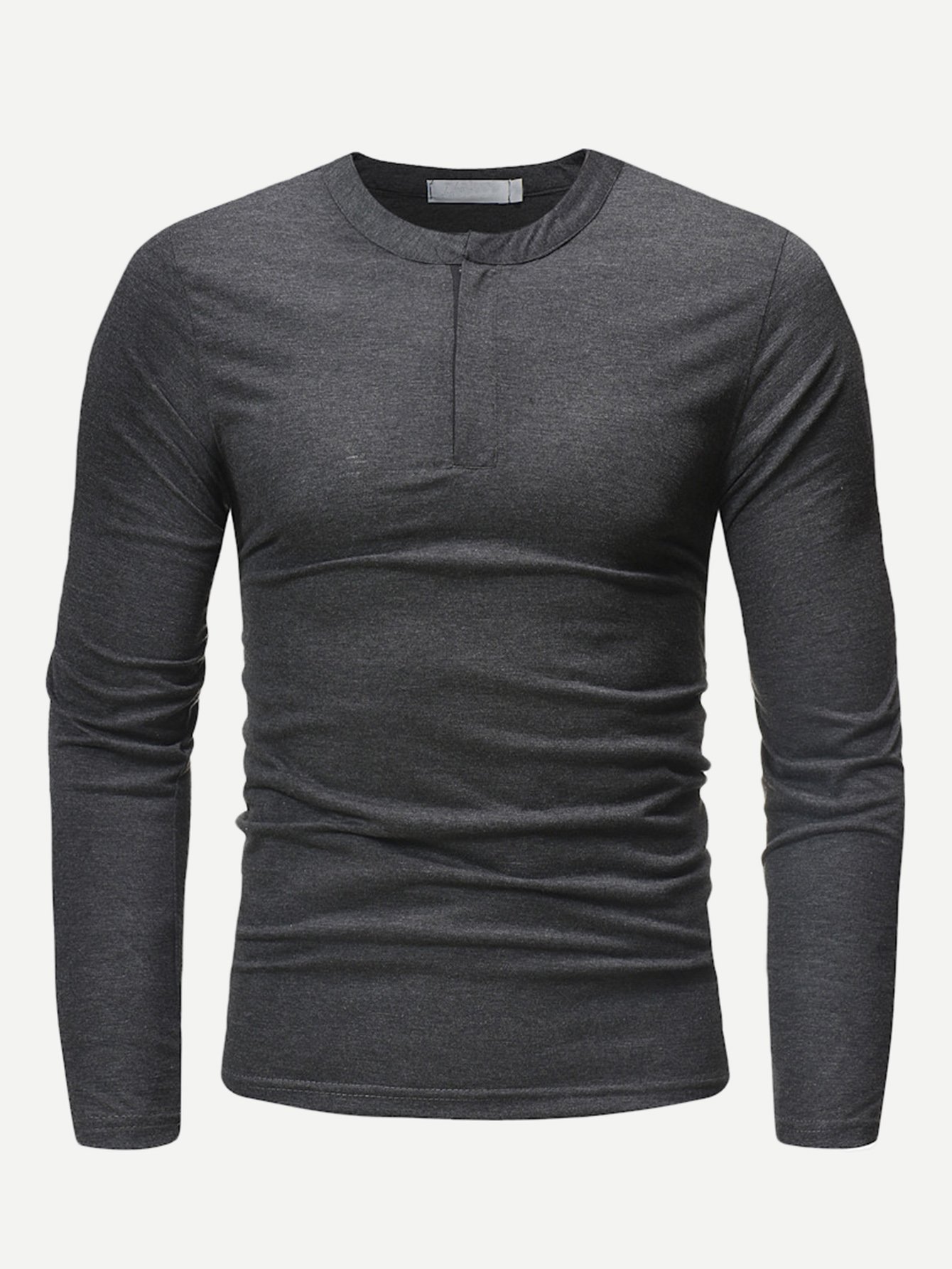 Men Solid Half Placket Tee