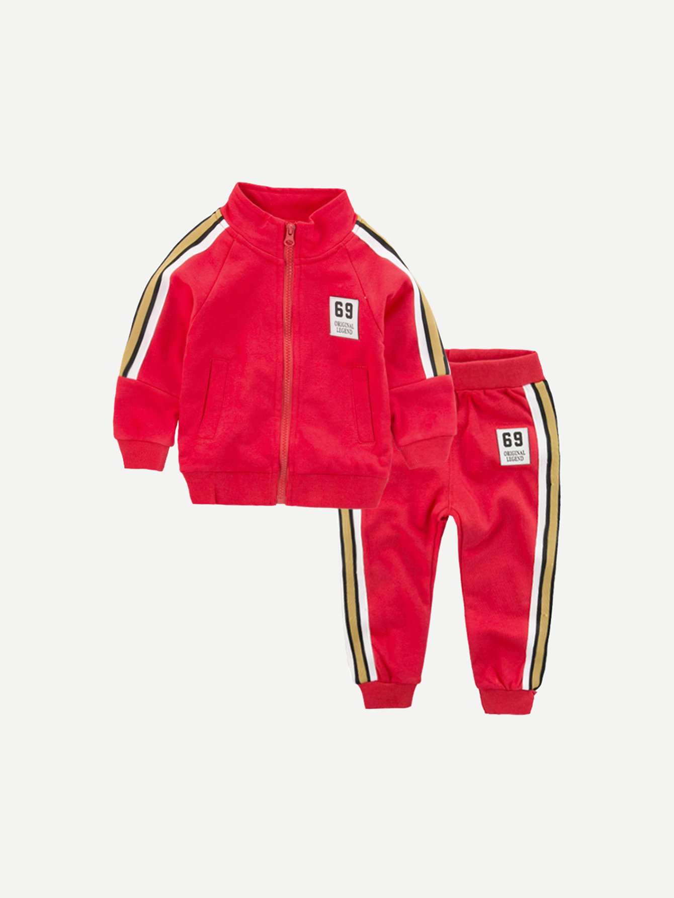 Boys Striped Seam Jacket With Pants