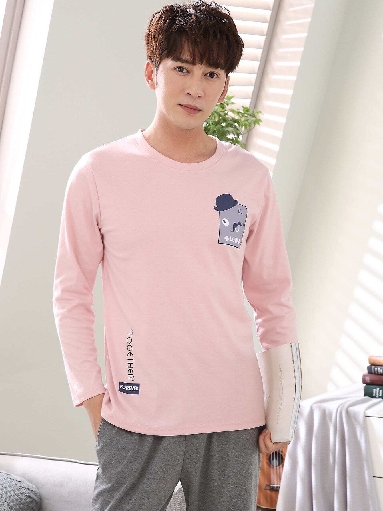 Men Cartoon Print Pajama Set