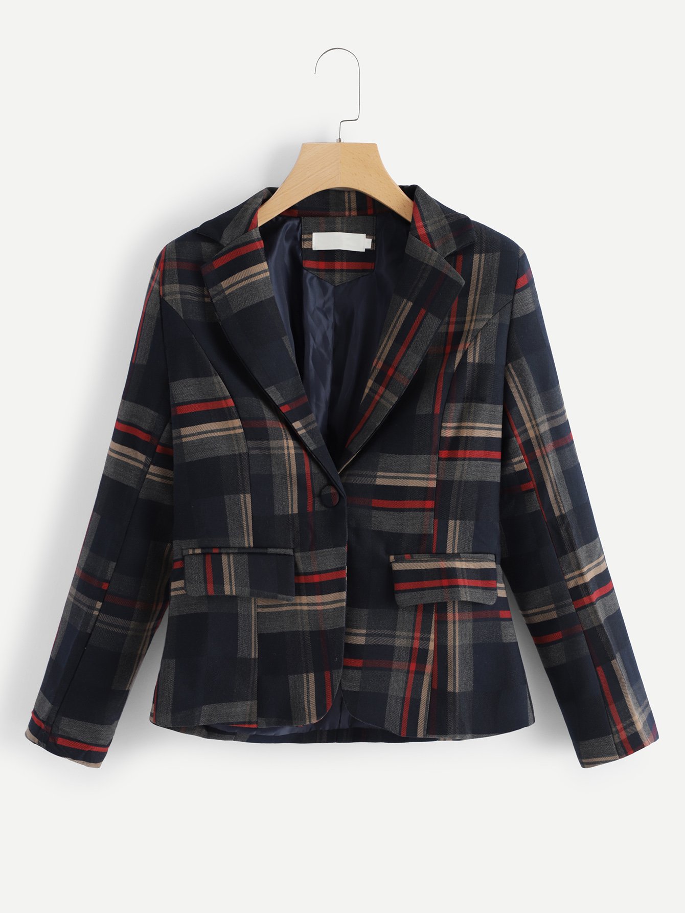 Geometric Single Button Blazer