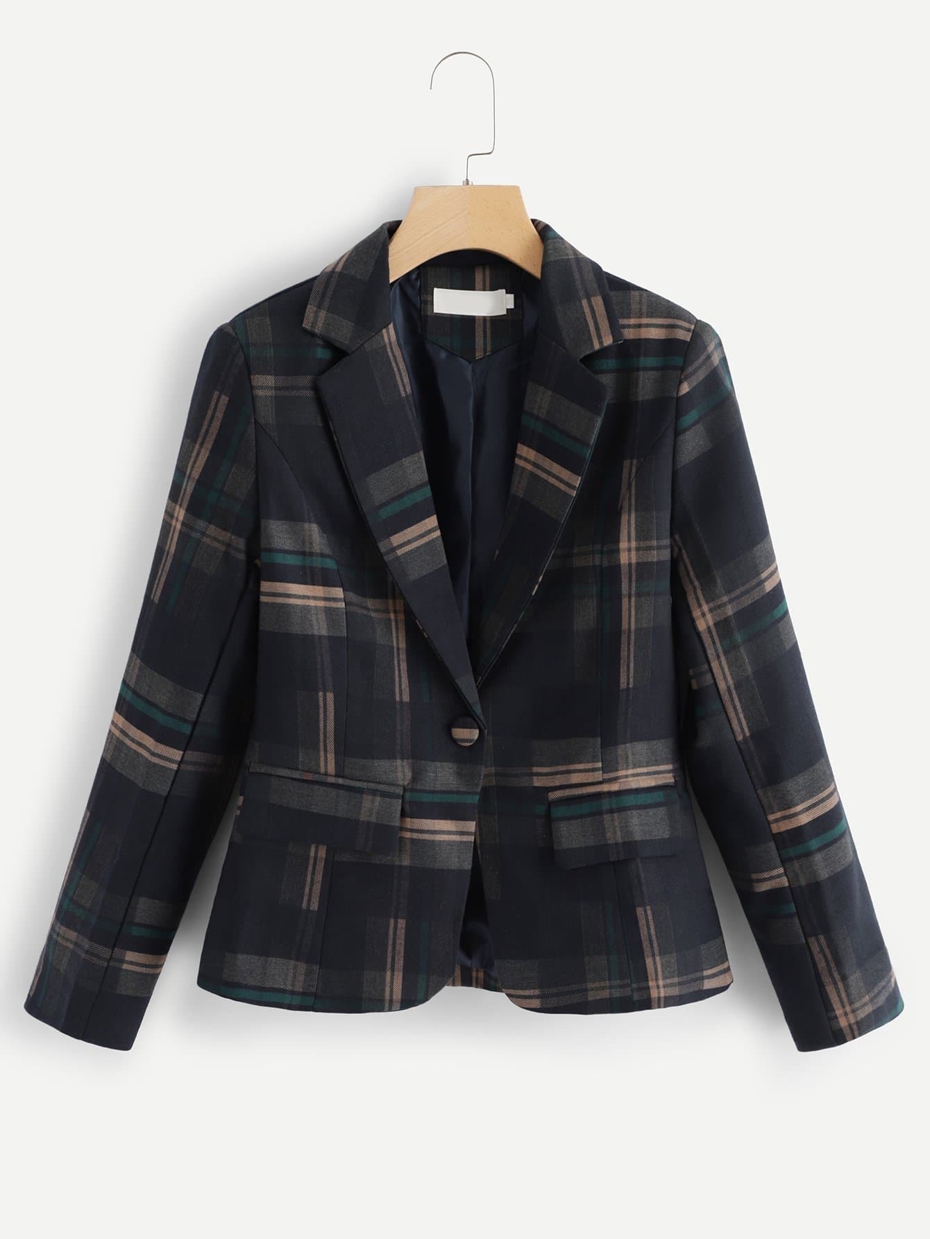 Geometric Single Button Blazer